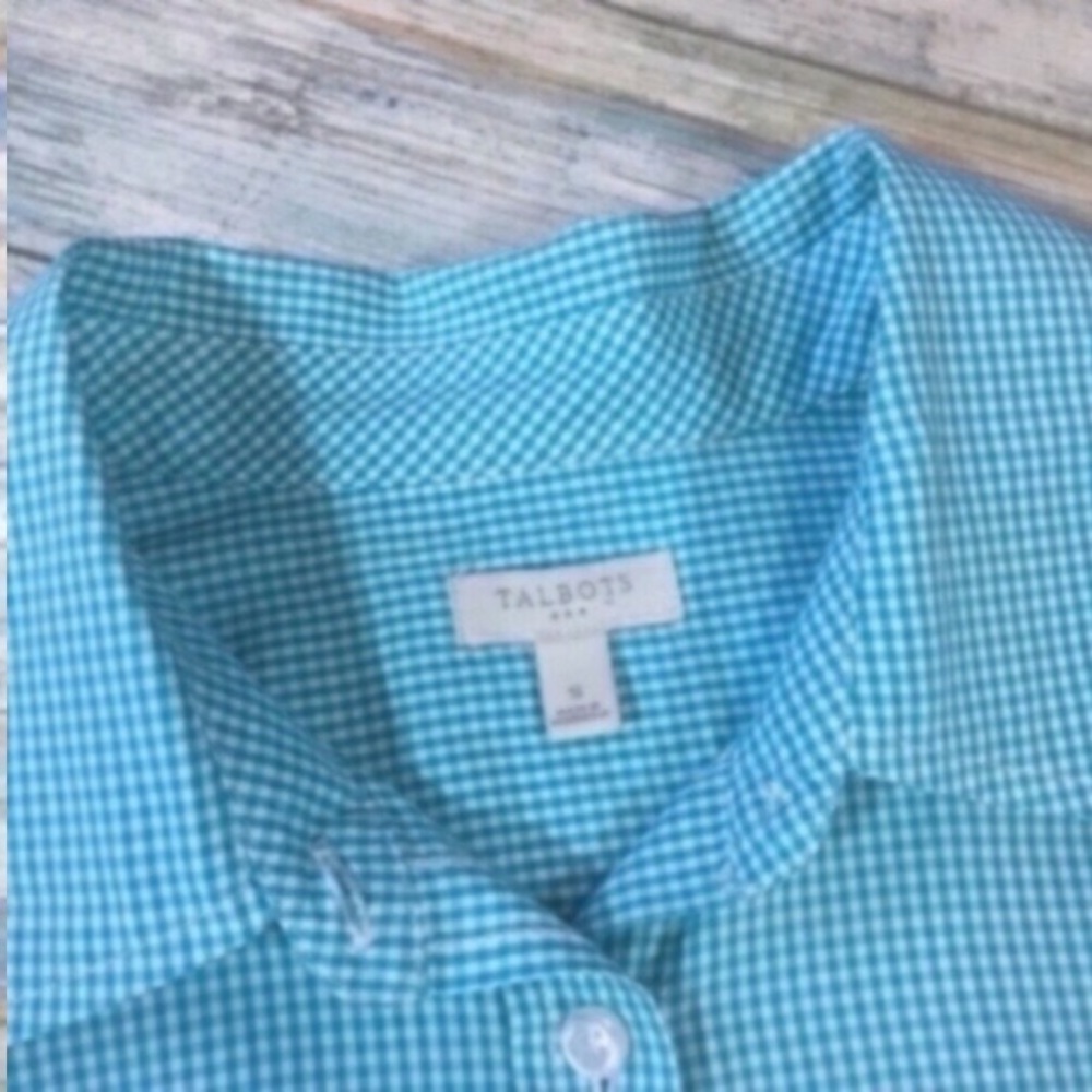 Talbots Blue Gingham Button Down - Picture 2 of 5